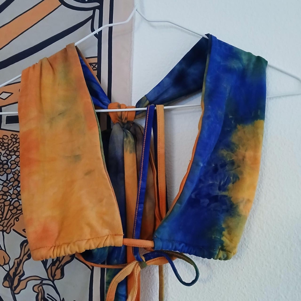 SHEIN Orange and Blue Tie-Dye Top